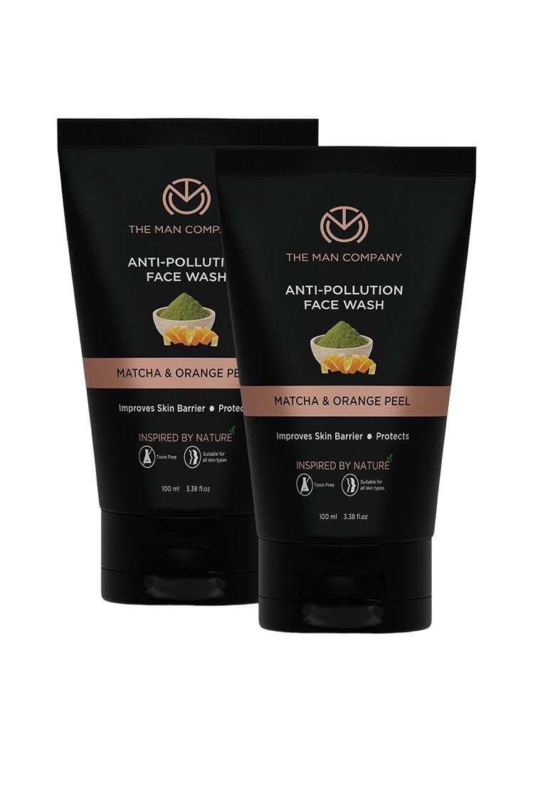 The Man Company Set Of 2 Anti Pollution Face Wash With Matcha Orange Peel 100Ml Each - Indya