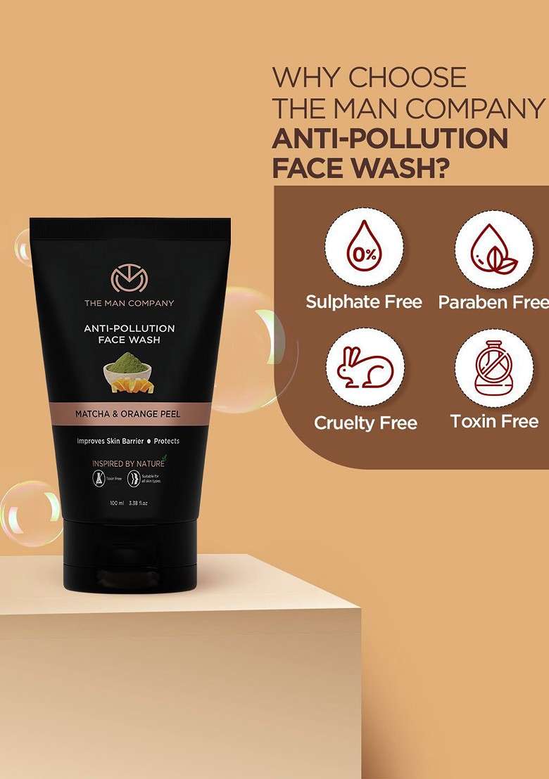 The Man Company Set Of 2 Anti Pollution Face Wash With Matcha Orange Peel 100Ml Each - Indya
