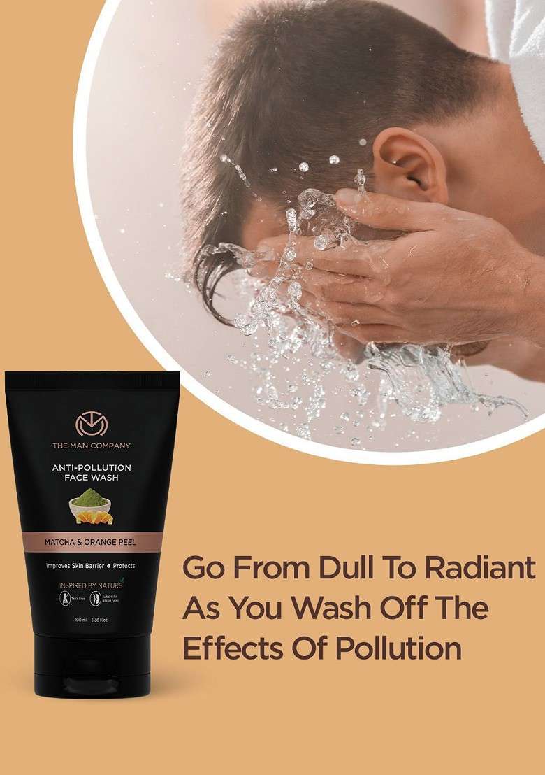 The Man Company Set Of 2 Anti Pollution Face Wash With Matcha Orange Peel 100Ml Each - Indya