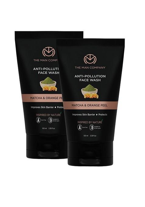 The Man Company Set Of 2 Anti Pollution Face Wash With Matcha Orange Peel 100Ml Each