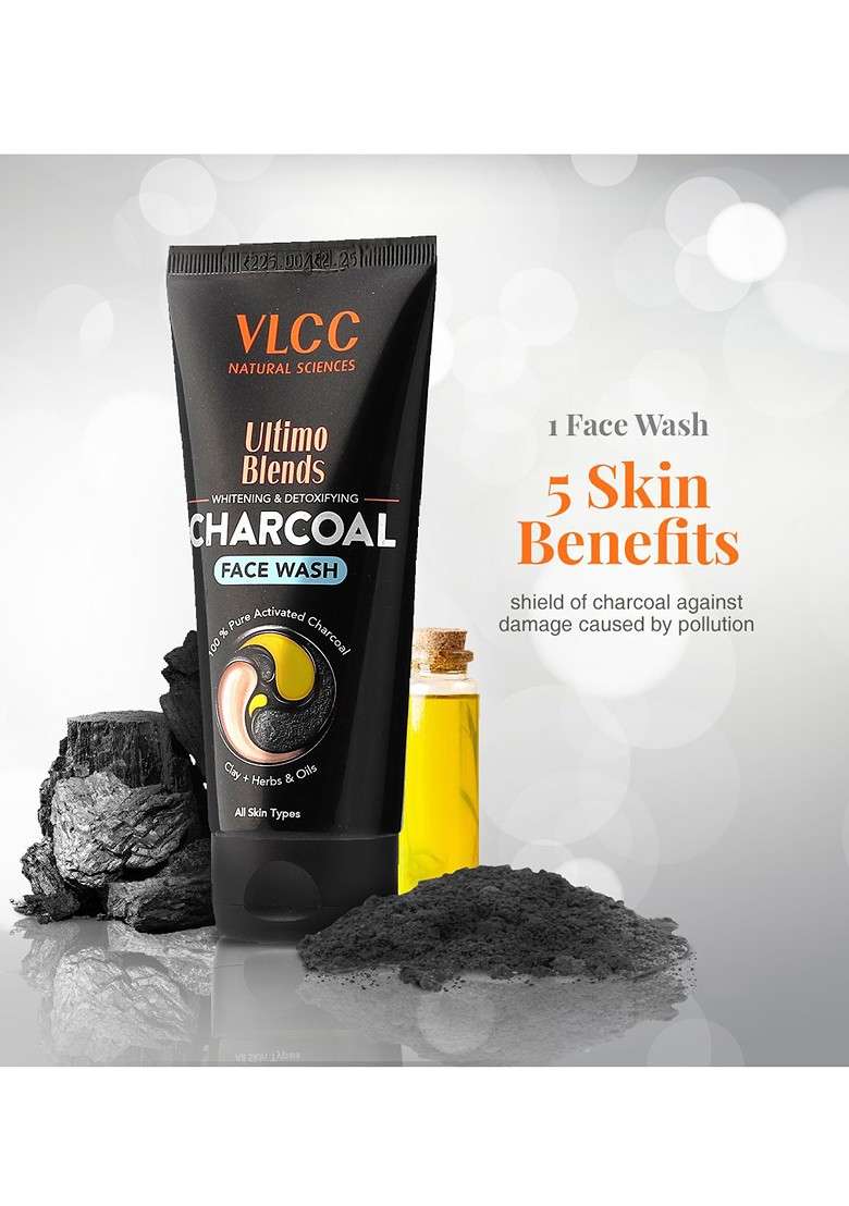 Vlcc Set Of 2 Ultimo Blends Whitening Detoxifying Charcoal Face Wash 100 Ml Each - Indya