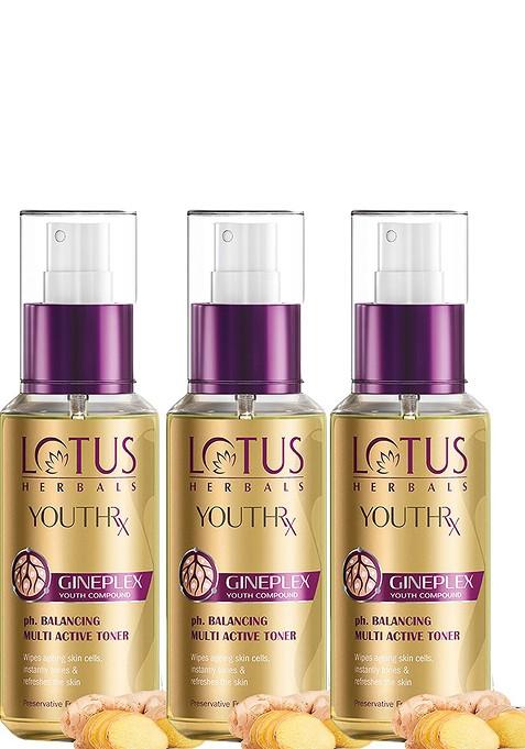 Lotus Herbals Set Of 3 Youthrx Ph Balancing Multi Active Toner 100 Ml Each
