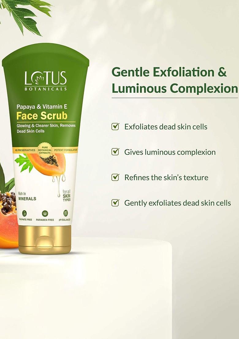 Lotus Botanicals Set Of 3 Papaya Vitamin E Brightening Face Scrub 100G Each