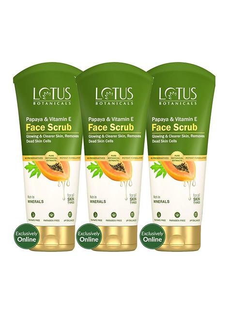 Lotus Botanicals Set Of 3 Papaya Vitamin E Brightening Face Scrub 100G Each