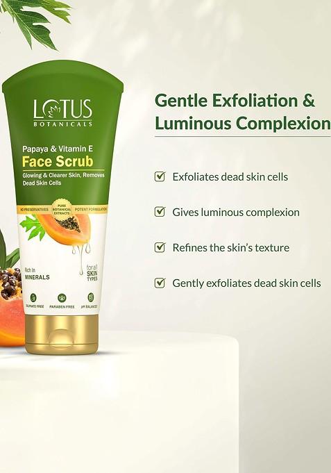 Lotus Botanicals Set Of 3 Papaya Vitamin E Brightening Face Scrub 100G Each