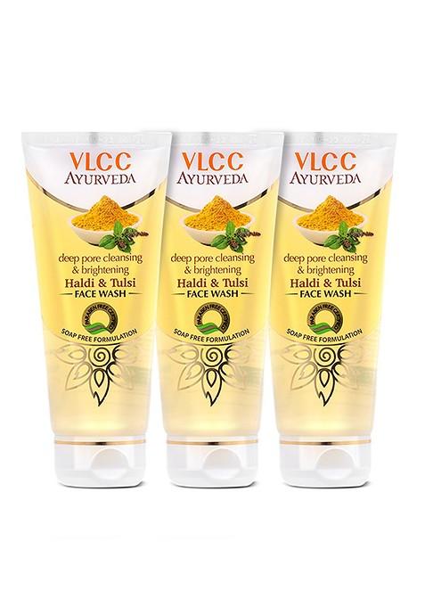 Vlcc Set Of 3 Deep Pore Cleansing Brightening Haldi Tulsi Face Wash 100 Ml Each
