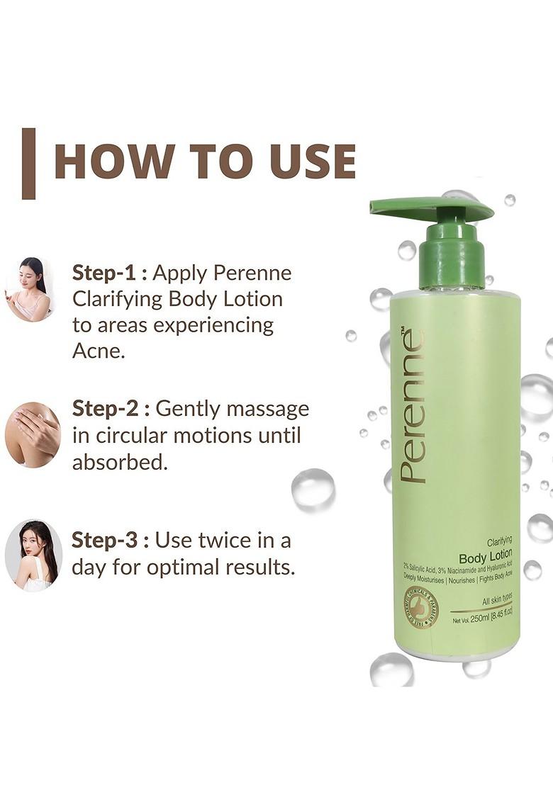 Perenne Clarifying Body Lotion With 2 Salicylic Acid 3 Niacinamide 250Ml