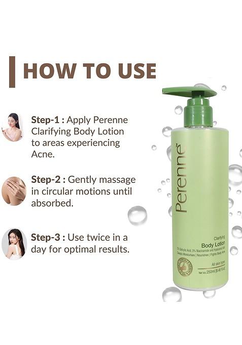 Perenne Clarifying Body Lotion With 2 Salicylic Acid 3 Niacinamide 250Ml