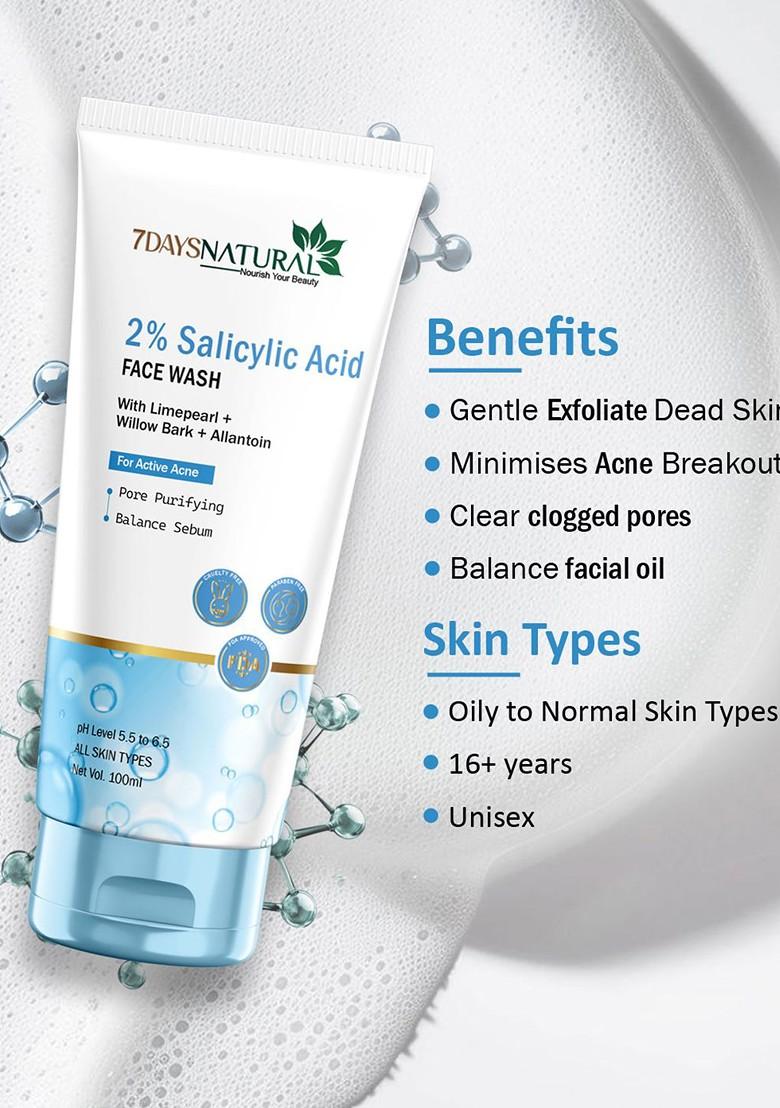 7Daysnatural Natural 2 Salicylic Acid Face Wash For Oily Skin 100 Ml
