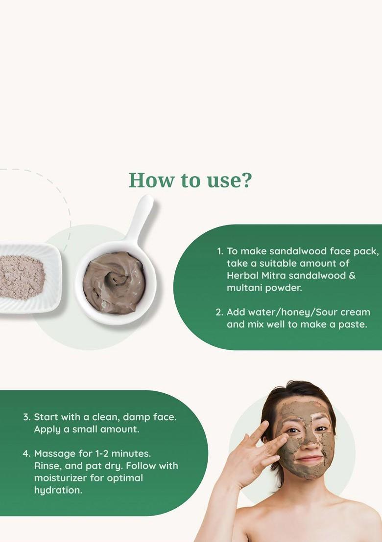 Herbal Mitra Set Of 2 Natural Sandalwood Multani Mitti Powder Face Pack 100 G Each