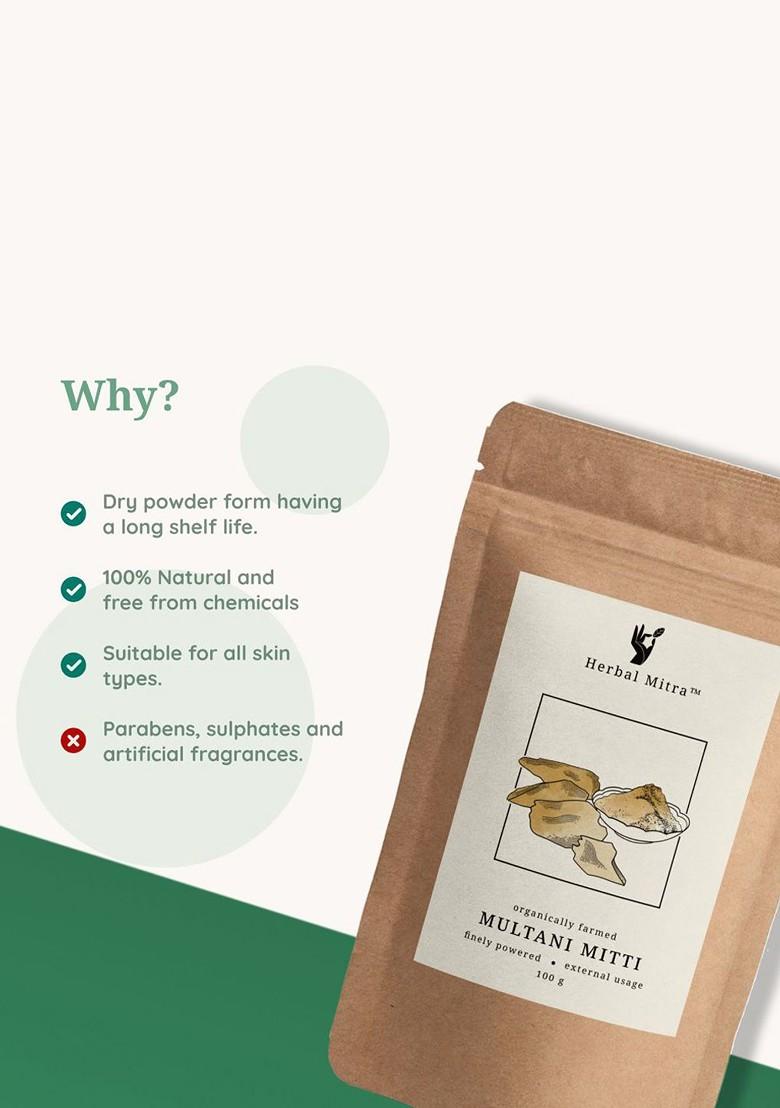 Herbal Mitra Set Of 2 Natural Pure Rose And Multani Mitti Powder Face Pack 100 G Each