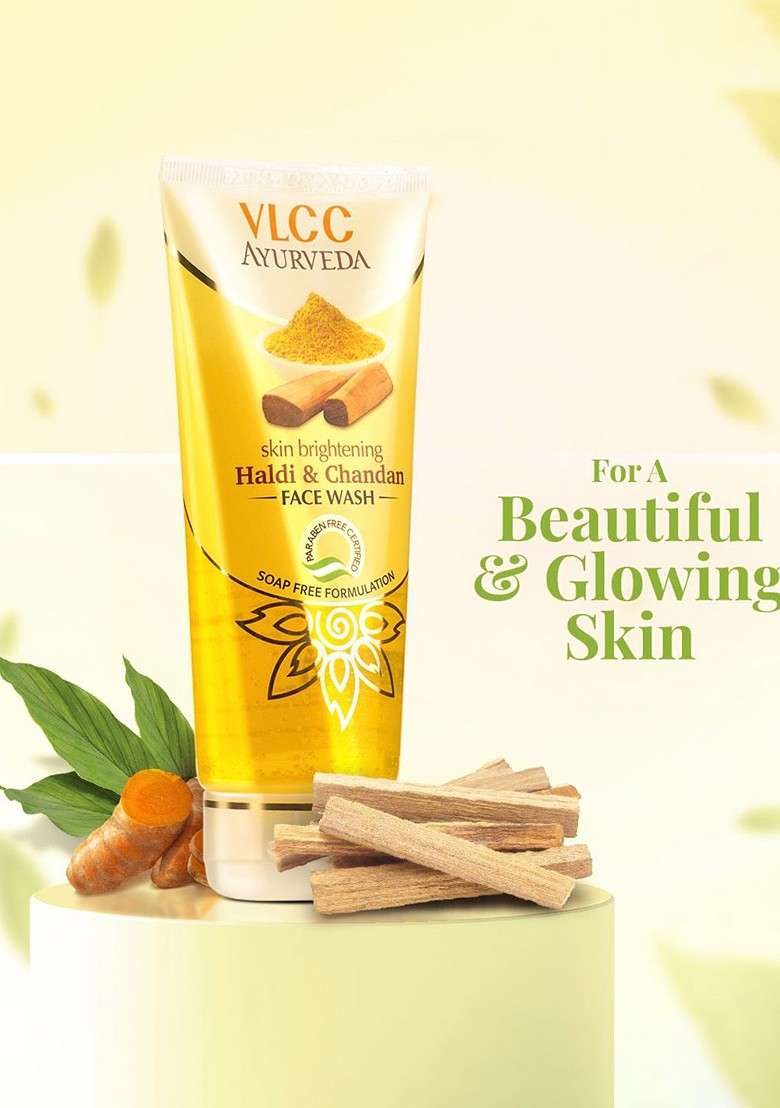 Vlcc Set Of 4 Ayurveda Chandan Kesar Haldi Facewash 100 Ml Each - Indya