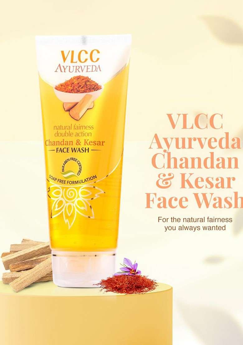 Vlcc Set Of 4 Ayurveda Chandan Kesar Haldi Facewash 100 Ml Each - Indya