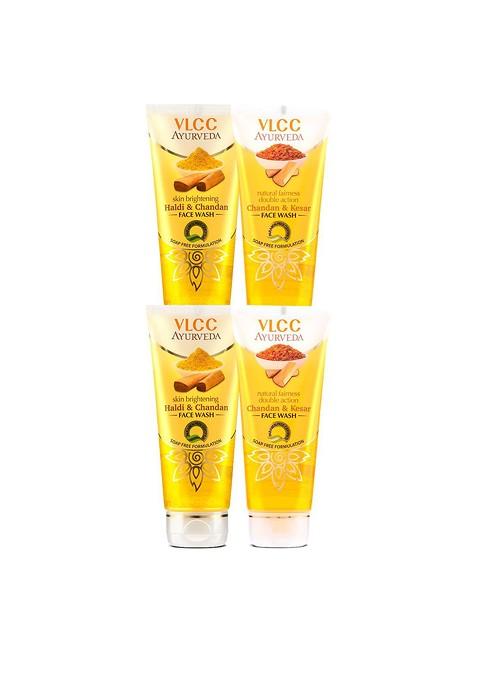 Vlcc Set Of 4 Ayurveda Chandan Kesar Haldi Facewash 100 Ml Each