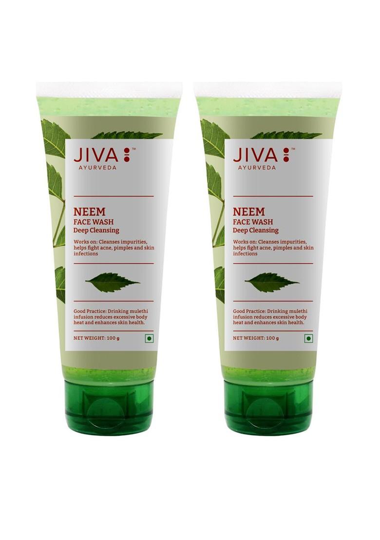 Jiva Set Of 2 Deep Cleansing Neem Face Wash For Acne Control 100 G Each