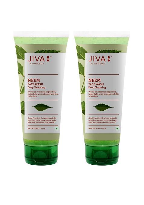 Jiva Set Of 2 Deep Cleansing Neem Face Wash For Acne Control 100 G Each