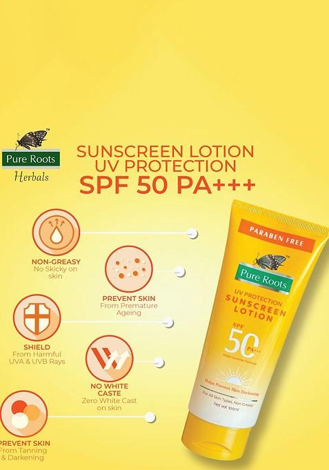 Pure Roots Uv Protection Sunscreen Lotion Spf 50 Pa 100 Ml