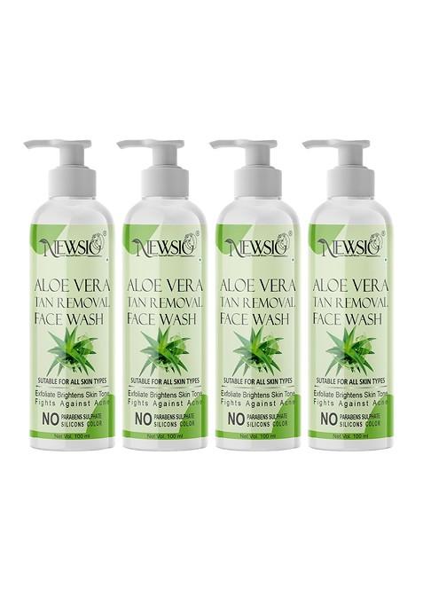Newsio Set Of 4 Aloe Vera Tan Removal Face Wash 100 Ml Each