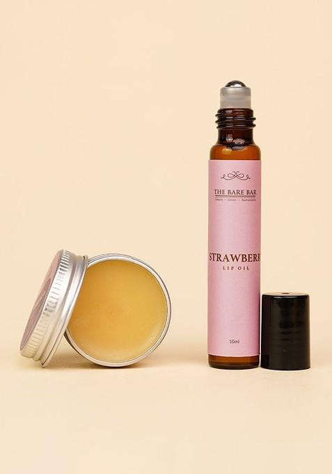 The Bare Bar Set Of 2 Bubble Gum Lip Balm Strawberry Oil 10 G Each