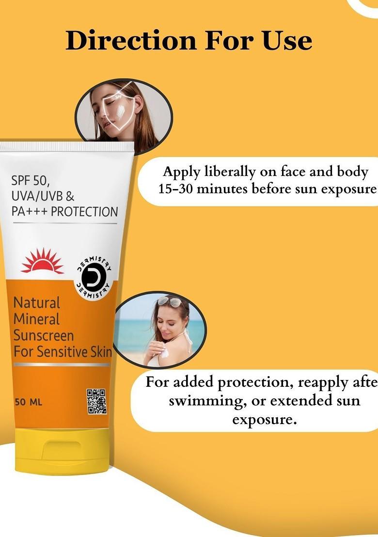 Dermistry Natural Mineral Water Based Spf50 Sunscreen 50Ml