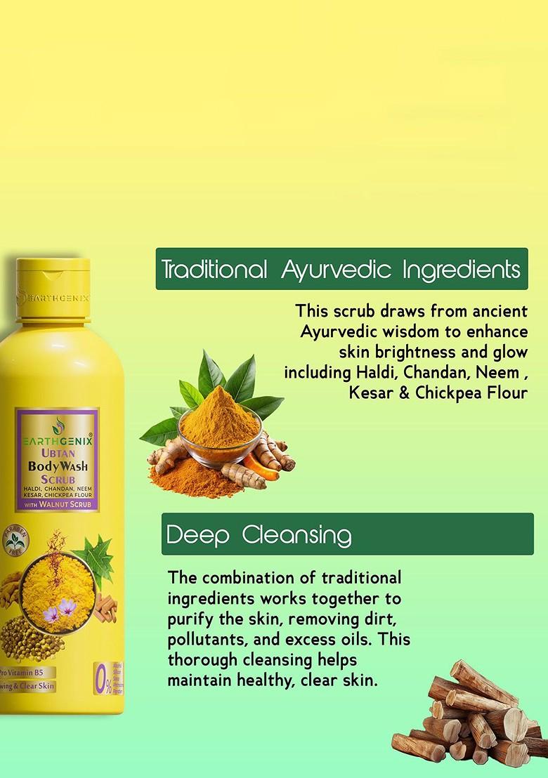 Earthgenix Ubtan Body Wash Scrub With Pro Vitamin B5 300 Ml