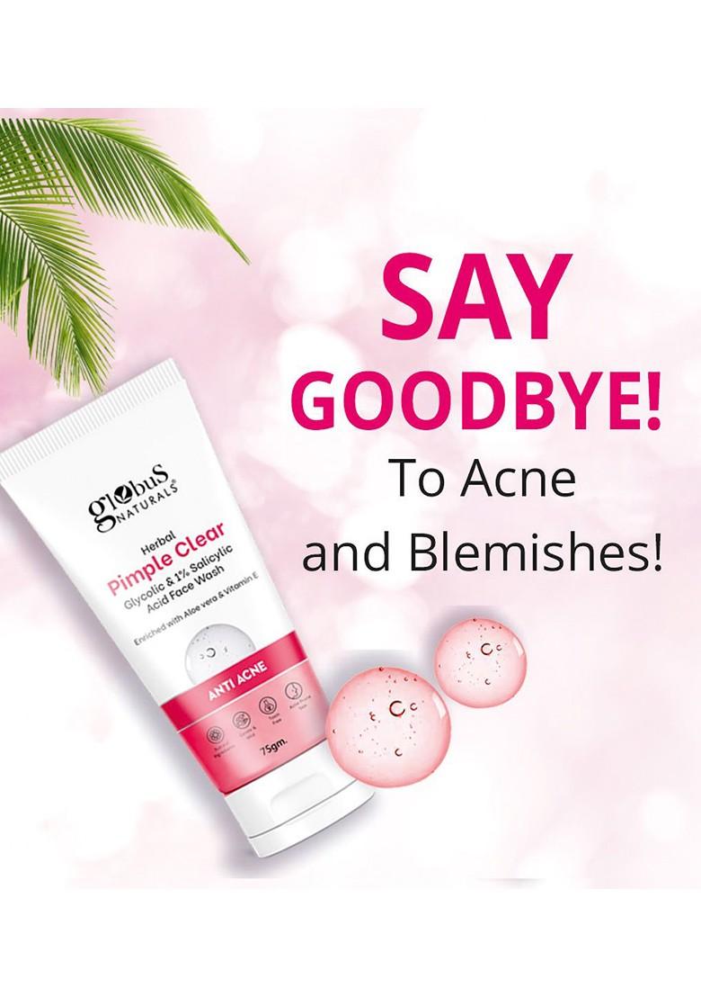 Globus Naturals Set Of 5 Pimple Clear Face Wash With Salicylic Acid 75 G Each