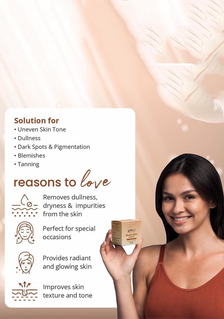 Globus Naturals Bridal Glow Set Of 3 Skin Lightening 6 Step Facial Kits 40Gm Each