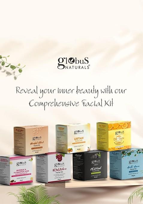 Globus Naturals Bridal Glow Set Of 3 Skin Lightening 6 Step Facial Kits 40Gm Each