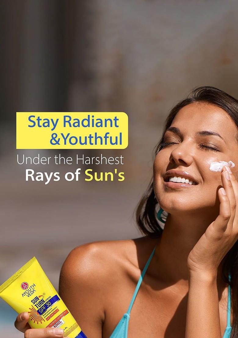 Ayouthveda Sun Turn Cream Spf 30 With Hyaluronic Acid For Broad Spectrum 60 G