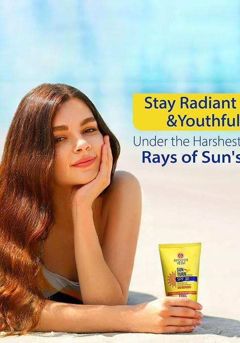 Ayouthveda Sun Turn Cream Spf 30 With Hyaluronic Acid For Broad Spectrum 60 G