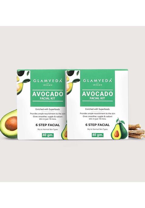 Glamveda Green Set Of 2 Avocado Superfood Facial Kit 40Gm Each