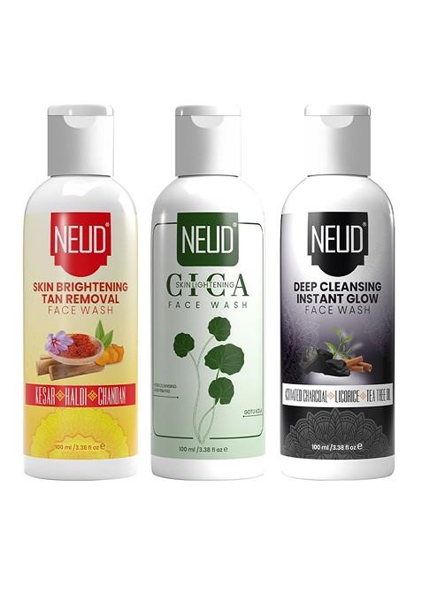 Neud Set Of 3 Cica Tan Removal Deep Cleansing Skin Brightening Face Wash 100 Ml Each