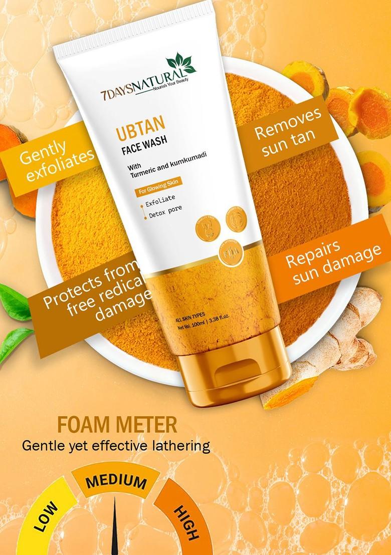 7Daysnatural Natural Ubtan Face Wash With Turmeric Saffron 100Ml