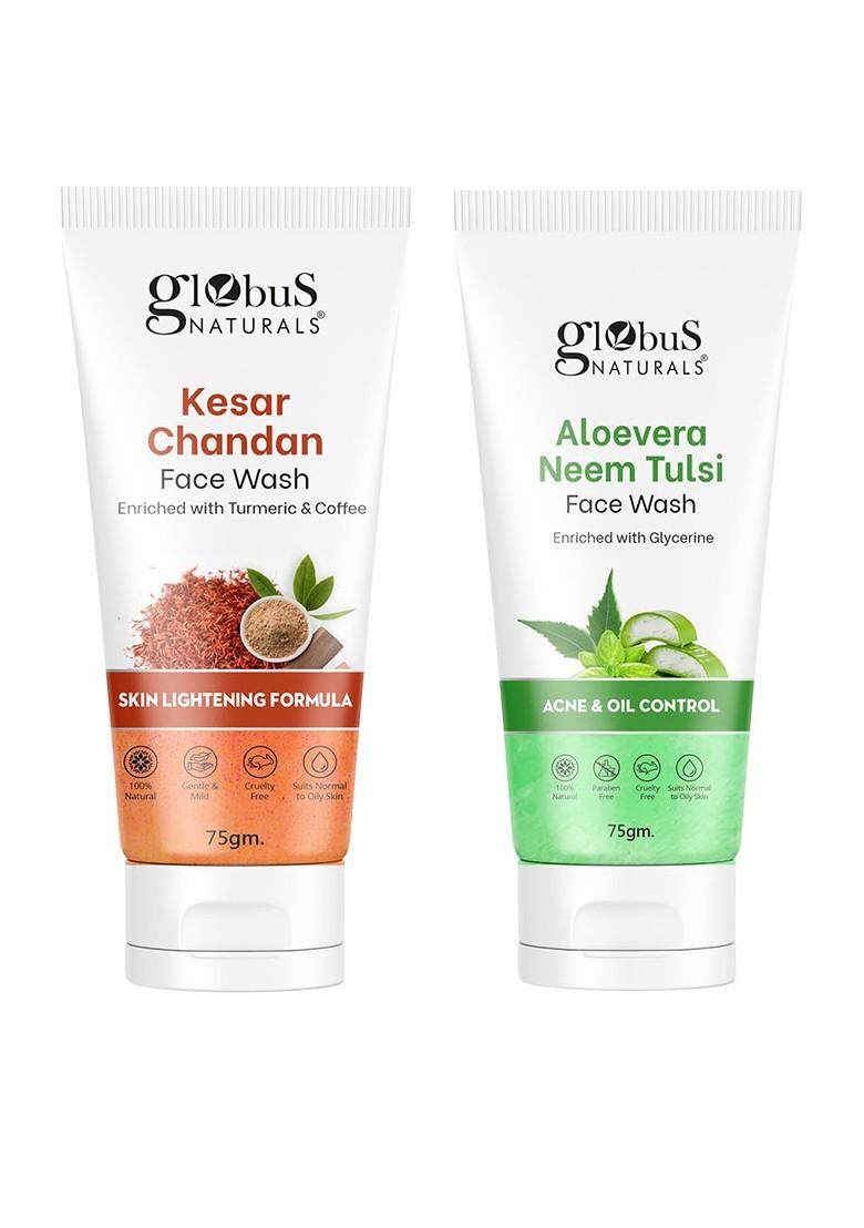 Globus Naturals Aloe Vera Neem Tulsi Kesar Chandan Face Wash Gift Set