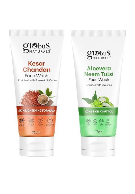 Globus Naturals Aloe Vera Neem Tulsi Kesar Chandan Face Wash Gift Set
