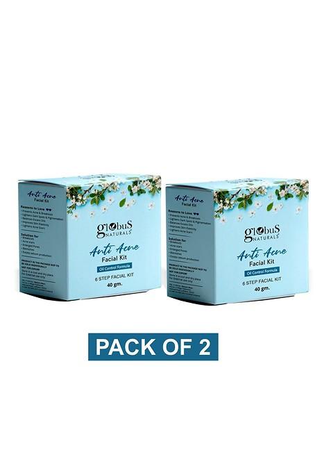 Globus Naturals Set Of 2 Anti Acne Facial Kit With Turmeric Neem Oil 40 G Each