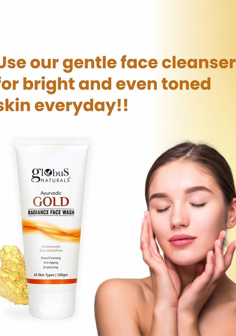Globus Naturals Gold Radiance Anti Ageing Brightening Face Wash 100 Gm