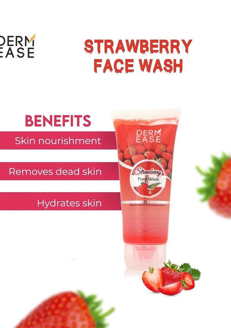 Dermease Strawberry Face Wash For Moisturization With Aloevera Extract 100 Ml