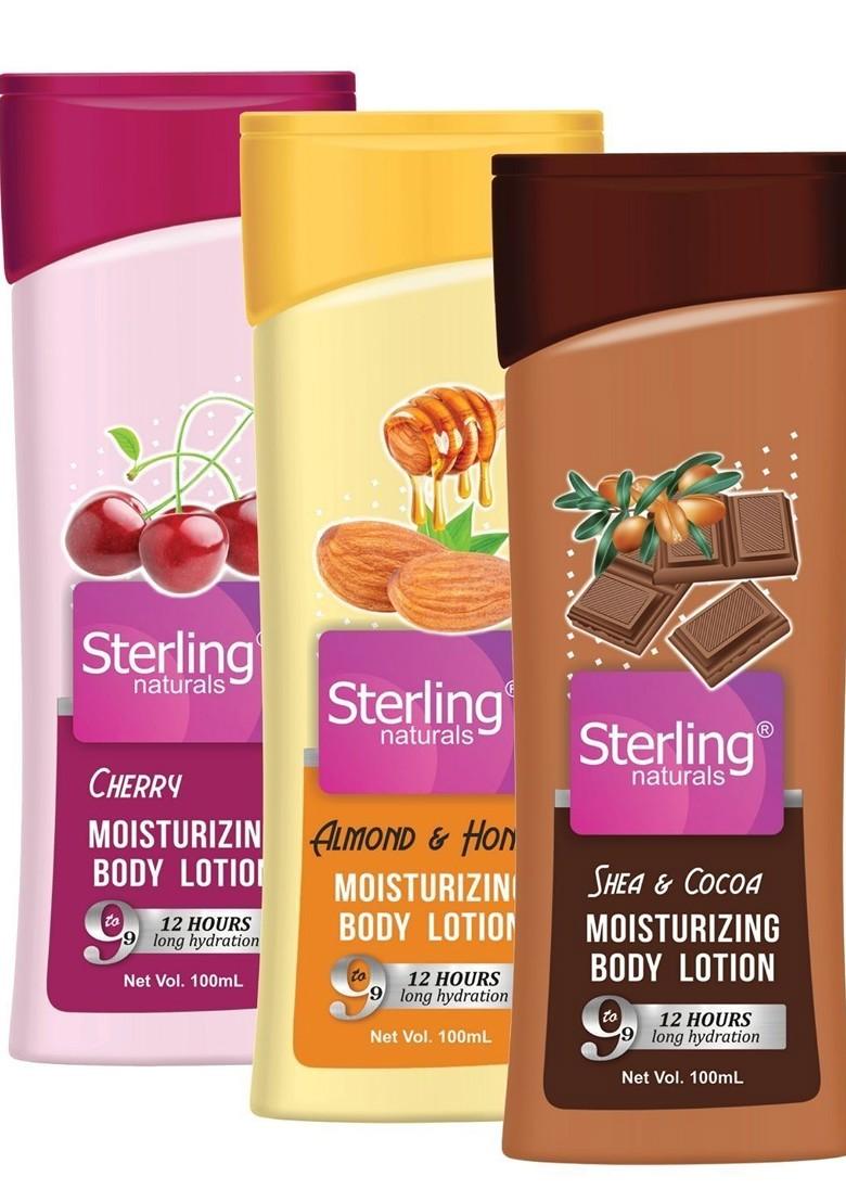 Sterling Naturals 3Pc Cherry Almond Aloe Vera Moisturising Body Lotion 100 Ml Each