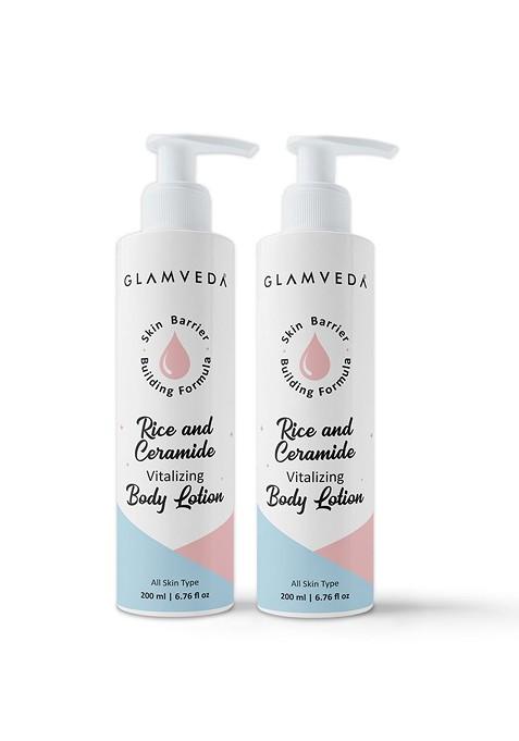 Glamveda Set Of 2 Rice Ceramide Vitalizing Body Lotion 200 Ml Each