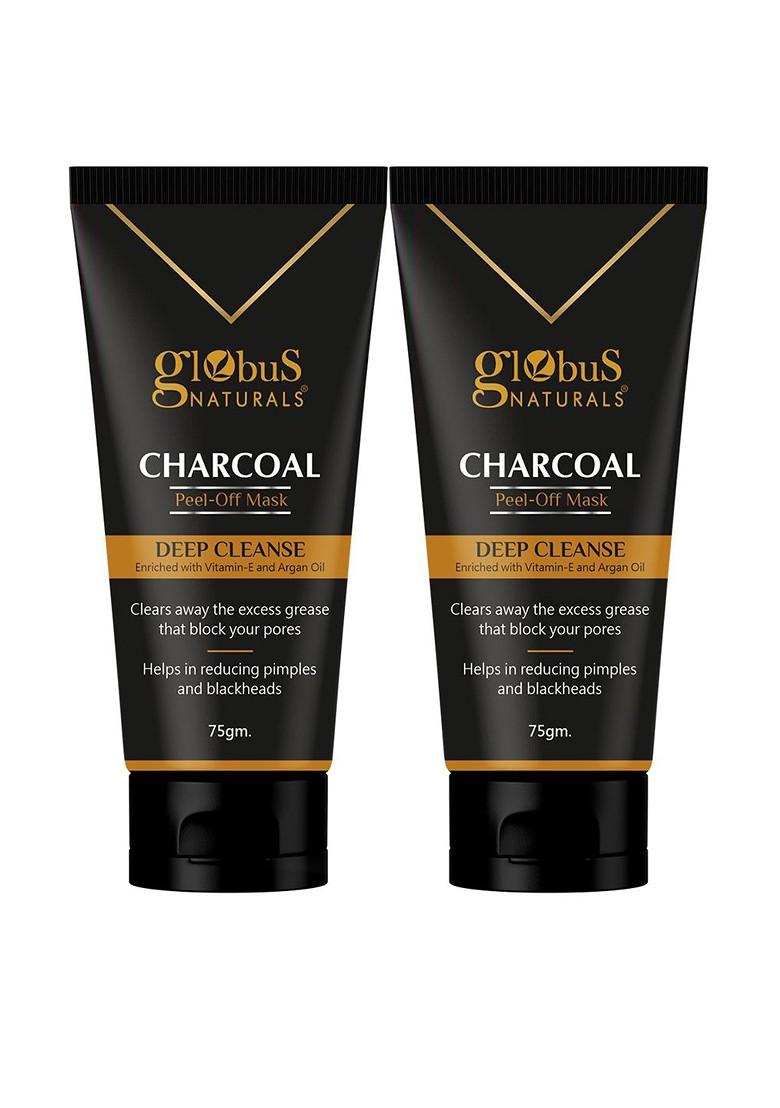 Globus Naturals Charcoal Set Of 2 Peel Off Mask For Deep Cleanse With Vitamin E 75G Each