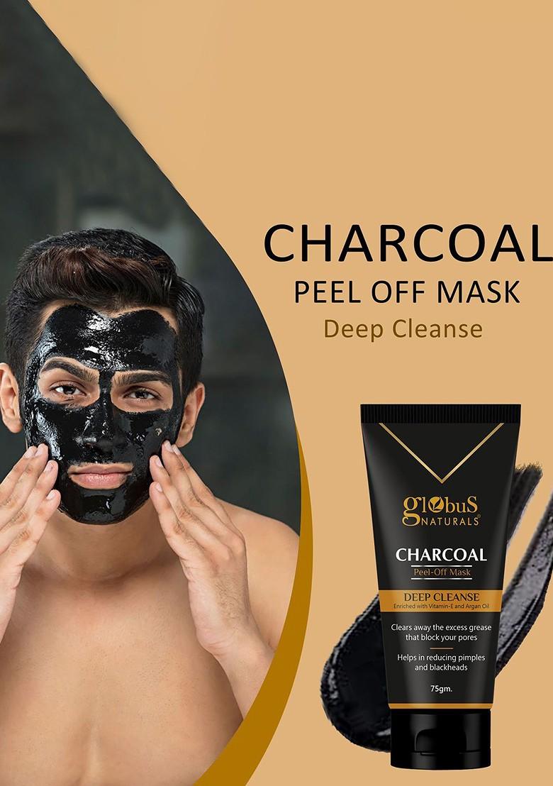 Globus Naturals Charcoal Set Of 2 Peel Off Mask For Deep Cleanse With Vitamin E 75G Each