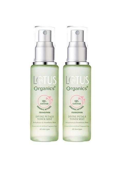 Lotus Organics Set Of 2 Frangipani Divine Petals Toner Mist 50 Ml Each