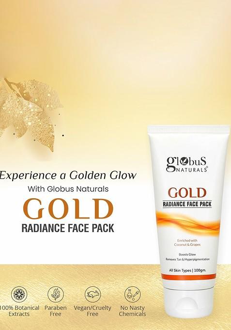 Globus Naturals Gold Radiance Anti Ageing Brightening Face Pack With Saffron 100Gm