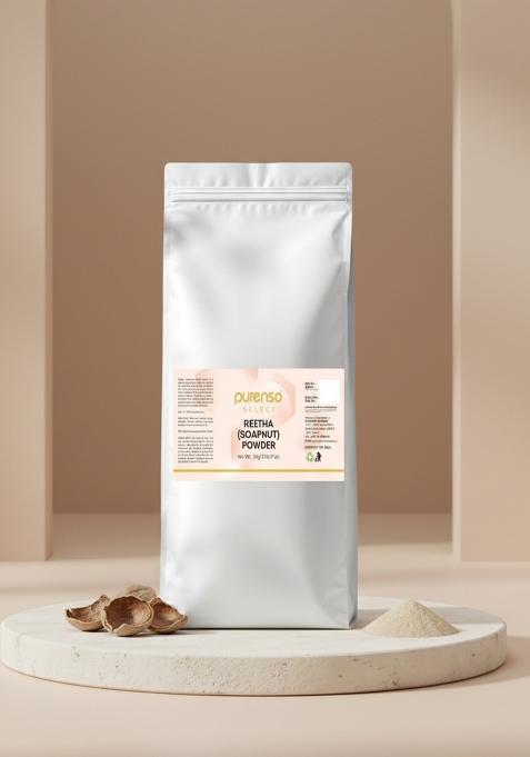 Purenso Vegan Alcohol Free Natural Reetha Soapnut Powder For Hair Skin 5 Kg