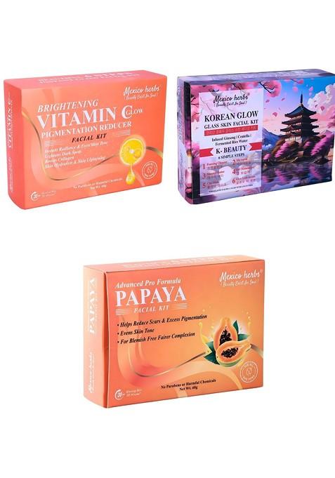 Mexico Herbs Set Of 3 Vitamin C Papaya Korean Facial Kit 60 G Each
