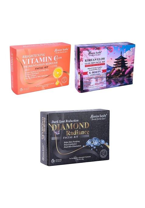 Mexico Herbs Set Of 3 Vitamin C Korean Diamond Facial Kit 60 G Each