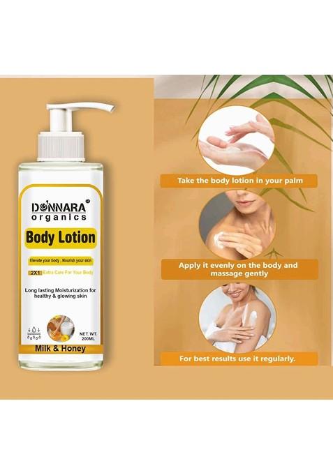 Donnara Organics Milk Honey Body Lotion For Healthy Glowing Skin 200 Ml