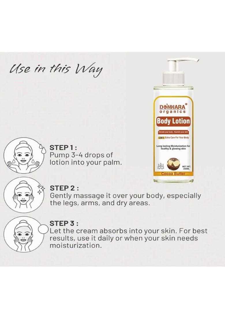 Donnara Organics Cocoa Butter Body Lotion For Healthy Glowing Skin 200 Ml