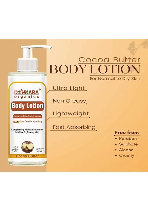 Donnara Organics Cocoa Butter Body Lotion For Healthy Glowing Skin 200 Ml